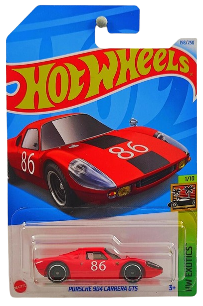 Hot Wheels 2024 - Collector # 158/250 - HW Exotics 1/10 - New Models - Porsche 904 Carrera GTS - Red / #86 - International Card