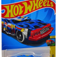 Hot Wheels 2024 - Collector # 163/250 - HW Art Cars 9/10 - Speed Bump (crushed car) - Blue / 'T' on Roof - USA 'Let's Race' Card