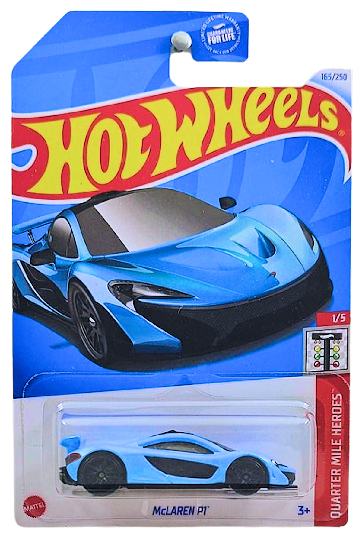 Hot Wheels 2024 - Collector # 165/250 - Quarter Mile Heroes 1/5 - McLaren P1 - Pearl Sky Blue - USA Card