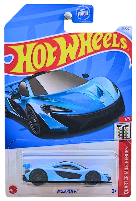 Hot Wheels 2024 - Collector # 165/250 - Quarter Mile Heroes 1/5 - McLaren P1 - Pearl Sky Blue - USA Card