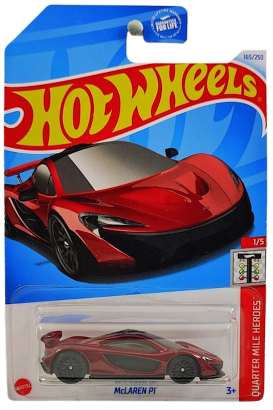 Hot Wheels 2024 - Collector # 165/250 - Quarter Mile Heroes 1/5 - McLaren P1 - Red - USA Card