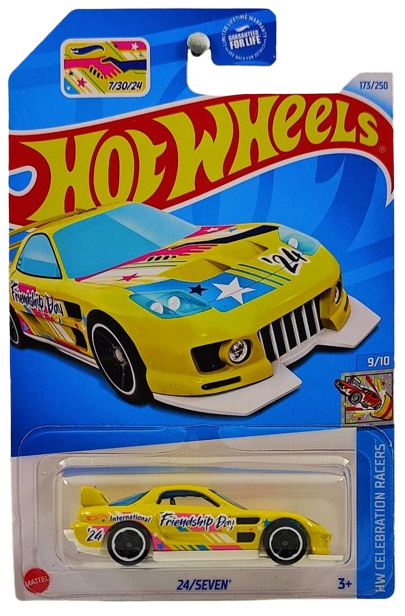 Hot Wheels 2024 - Collector # 173/250 - HW Celebration Racers 9/10 - 24/Seven - Yellow / Friendship Day - USA Card