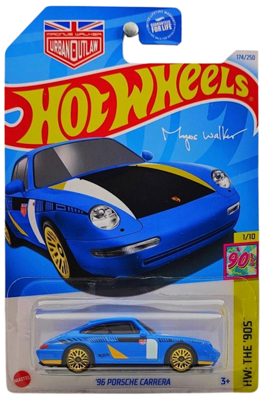 Hot Wheels 2024 - Collector # 174/250 - HW: The '90s - '96 Porsche Carrera (Magnus Walker) - Blue - Gold Lace Wheels - USA Card