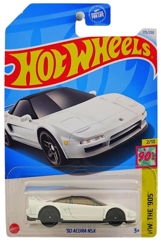 Hot Wheels 2024 - Collector # 175/250 - HW: The '90s 2/10 - '90 Acura NSX - White - Black PR5 Wheels - USA Card