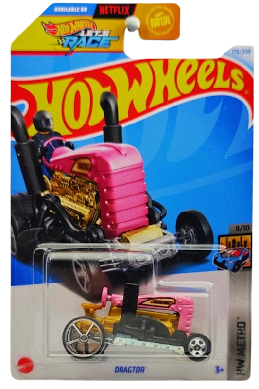 Hot Wheels 2024 - Collector # 176/250 - HW Metro 9/10 - Dragtor - Pink - USA Card