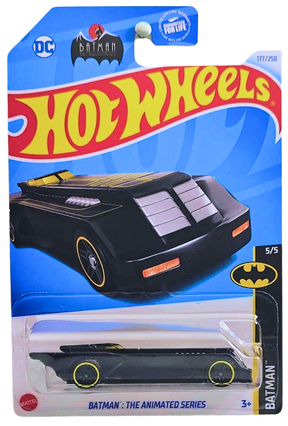 Hot Wheels 2024 - Collector # 177/250 - Batman 5/5 - Batman: The Animated Series - Matte Black - USA 'DC Batman' Card