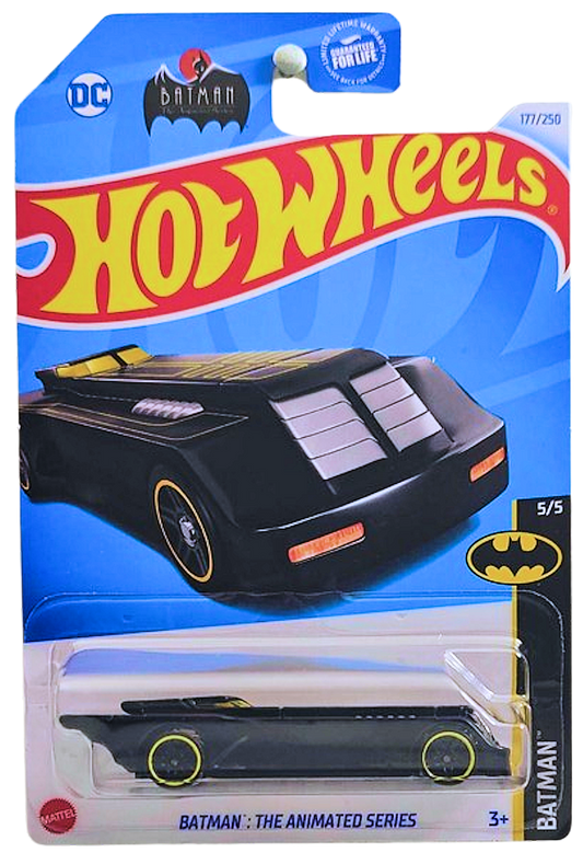 Hot Wheels 2024 - Collector # 177/250 - Batman 5/5 - Batman: The Animated Series - Matte Black - USA 'DC Batman' Card