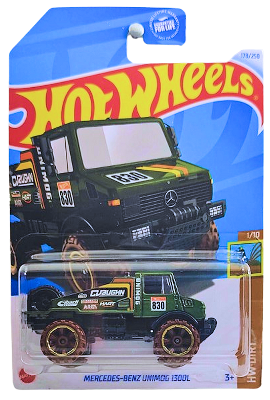 Hot Wheels 2024 - Collector # 178/250 - HW Dirt 1/10 - Mercedes-Benz Unimog 1300L - Dark Green / #830 - USA Card