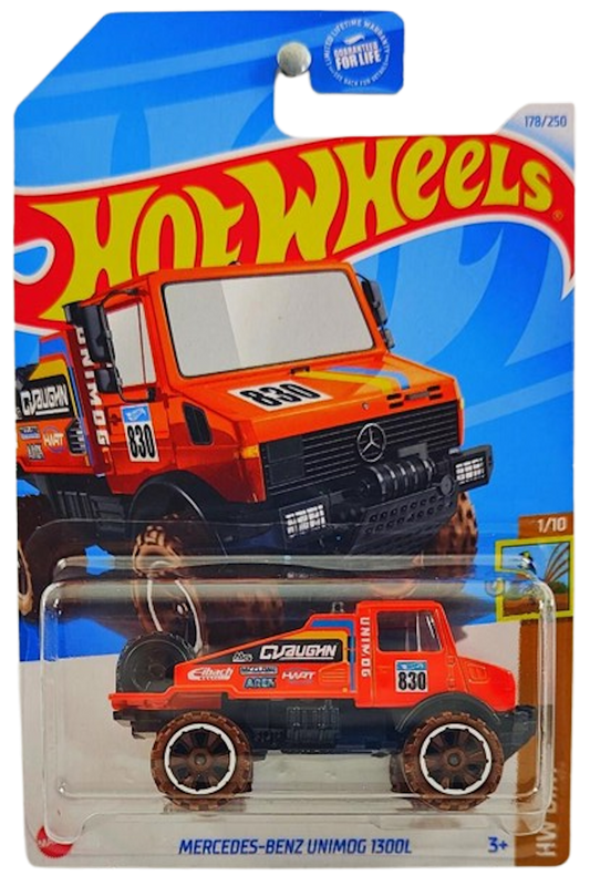 Hot Wheels 2024 - Collector # 178/250 - HW Dirt 1/10 - Mercedes-Benz Unimog 1300L - Orange / #830 - USA Card