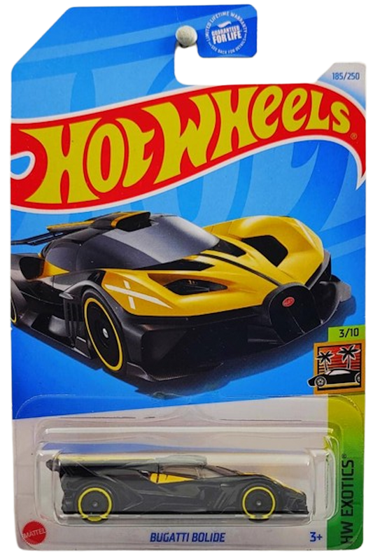 Hot Wheels 2024 - Collector 185/250 - HW Exotics 3/10 - Bugatti Bolide - Black & Yellow - USA Card