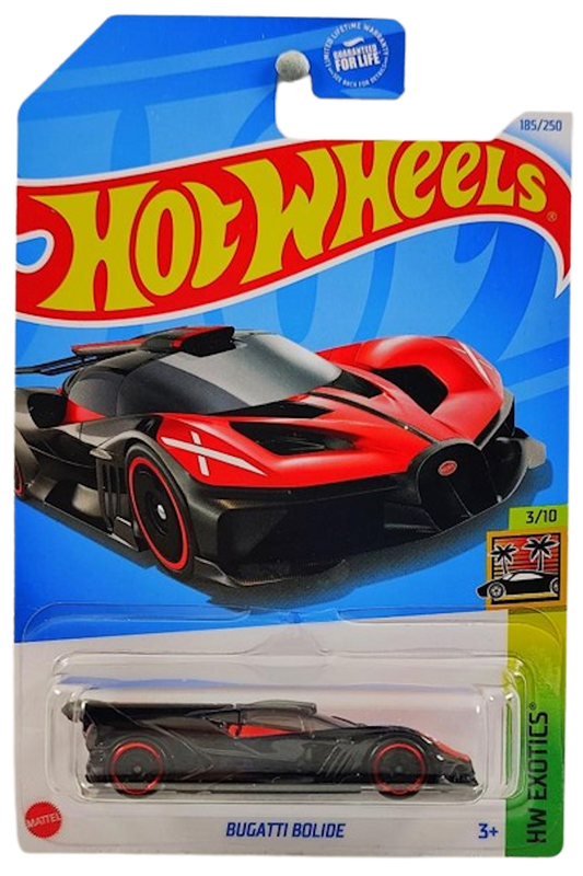 Hot Wheels 2024 - Collector 185/250 - HW Exotics 3/10 - Bugatti Bolide - Black & Red - USA Card