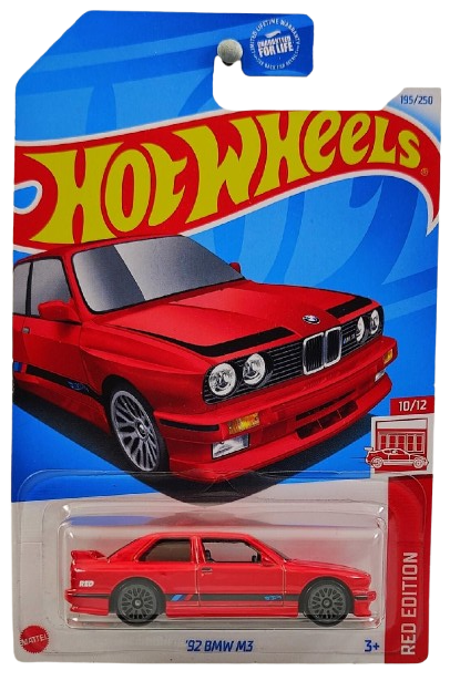 Hot Wheels 2024 - Collector # 195/250 - Red Edition 10/12 - '92 BMW M3 - Red - Target Exclusive - USA Card