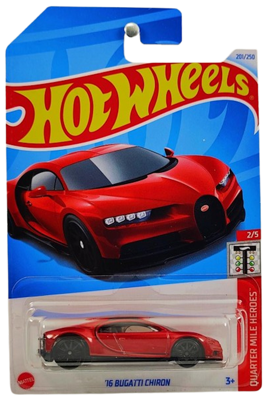 Hot Wheels 2024 - Collector # 201/250 - Quarter Mile Heroes 2/5 - '16 Bugatti Chiron - Metallic Red - IC