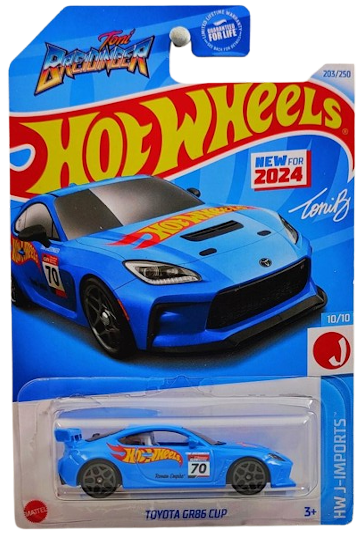 Hot Wheels 2024 - Collector # 203/250 - HW J-Imports 10/10 - New Models - Toyota GR86 Cup - Blue / #70 - USA 'Let's Race Card