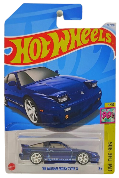 Hot Wheels 2024 - Collector # 211/250 - HW: The '90s 6/10 - SUPER Treasure Hunts - '96 Nissan 180SX Type X - Spectraflame Dark Blue - Real Riders 6 Spoke - IC