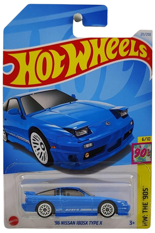 Hot Wheels 2024 - Collector # 211/250 - HW: The '90s 6/10 - '96 Nissan 180SX Type X - Sky Blue - White Lace Wheels - IC