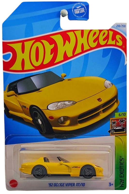 Hot Wheels 2024 - Collector # 218/250 - HW Exotics 6/10 - '92 Dodge Viper RT/10 - Yellow - USA Card