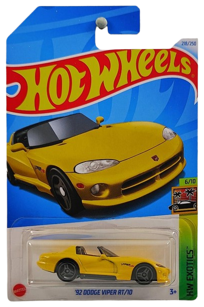 Hot Wheels 2024 - Collector # 218/250 - HW Exotics 6/10 - '92 Dodge Viper RT/10 - Yellow - International Card