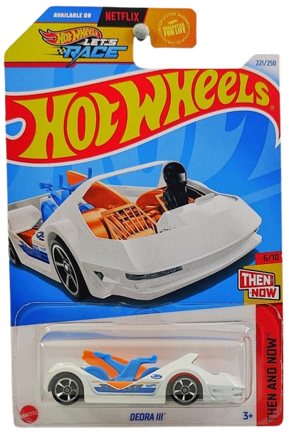 Hot Wheels 2024 - Collector # 221/250 - Then and Now 6/10 - Deora III - White / Teku - USA 'Let's Race' Card