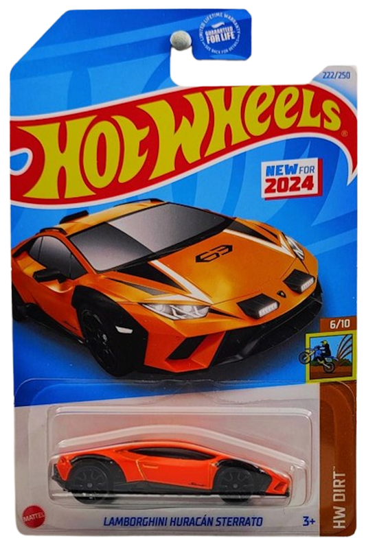 Hot Wheels 2024 - Collector # 222/250 - HW Dirt 6/10 - New Models - Lamborghini Huracán Sterrato - Orange / Black Accents - USA Card