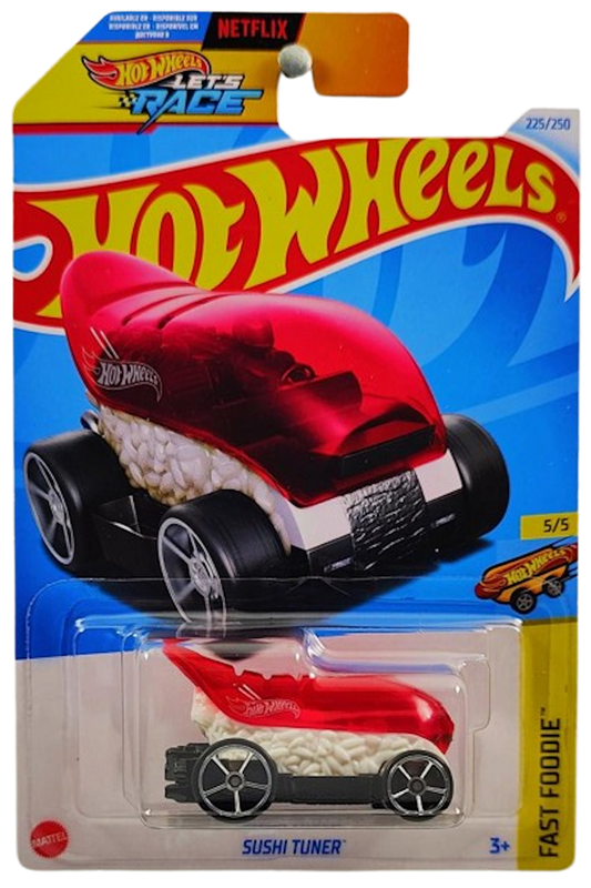 Hot Wheels 2024 - Collector # 225/250 - Fast Foodie 5/5 - New Models - Sushi Tuner - Transparent Red Canopy / White Body - IC