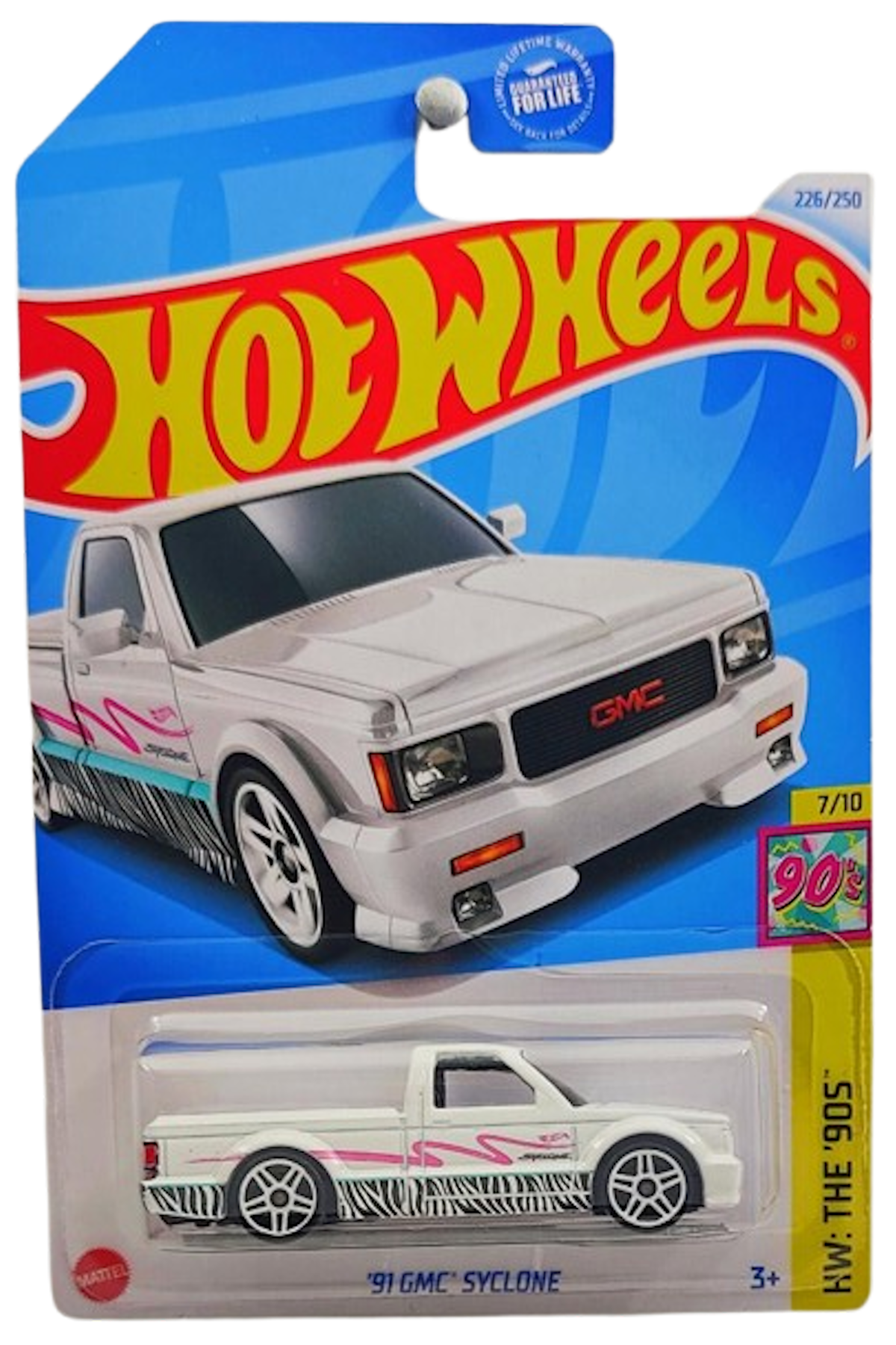 Hot Wheels 2024 - Collector # 226/250 - HW: The '90s 7/10 - '91 GMC Syclone - White - USA Card