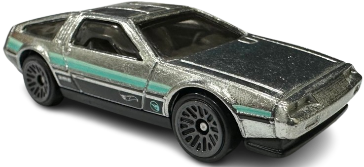 Hot Wheels 2024 - Collector # 236/250 - HW Rolling Metal 3/5 - Treasure Hunts - DMC Delorean - ZAMAC / Circle Flame Logo on Front Fender - International Card