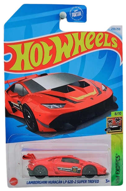 Hot Wheels 2024 - Collector # 239/250 - HW Exotics 8/10 - Lamborghini Huracán LP 620-2 Super Trofeo - Red - USA Card