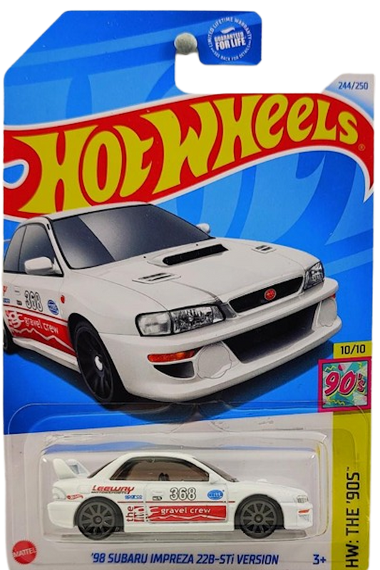 Hot Wheels 2024 - Collector # 244/250 - HW: The '90s 10/10 - '98 Subaru Impreza 22B STi-Version - White / #368 / Various Racing Decals - Gray 10 Spoke Wheels - USA Card