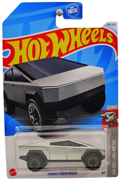 Hot Wheels 2024 - Collector # 246/250 - HW Rolling Metal 4/5 - Tesla Cybertruck - ZAMAC - USA Card