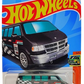 Hot Wheels 2024 - Collector # 248/250 - HW Vans 5/5 - Dodge Van - Matte Black / HW Racing / Various Racing Decals - USA Card