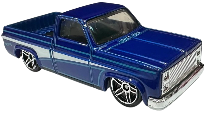 Hot Wheels 2024 - Collector # 249/250 - Then and Now 9/10 - '83 Chevy Silverado - Blue - PR5 Wheels - USA Card