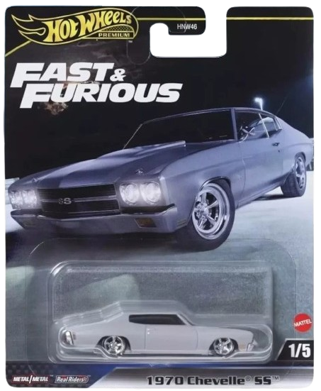 Hot Wheels 2025 - Premium / Fast & Furious 1/5 - 1970 Chevelle SS - Matte Gray Body / ZAMAC Base - Metal/Metal & Real Riders