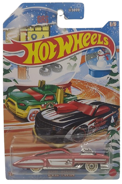 Hot Wheels 2024 - Theme / Winter / Holiday Hot Rods # 1/5 - Evil Twin - Red Metalflake - Walmart Exclusive