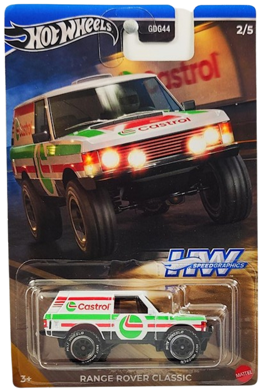 Hot Wheels 2024 - Theme Series / HW Speed Graphics 2/5 - Range Rover Classic - White / Castrol - BORST Wheels - Walmart Exclusive