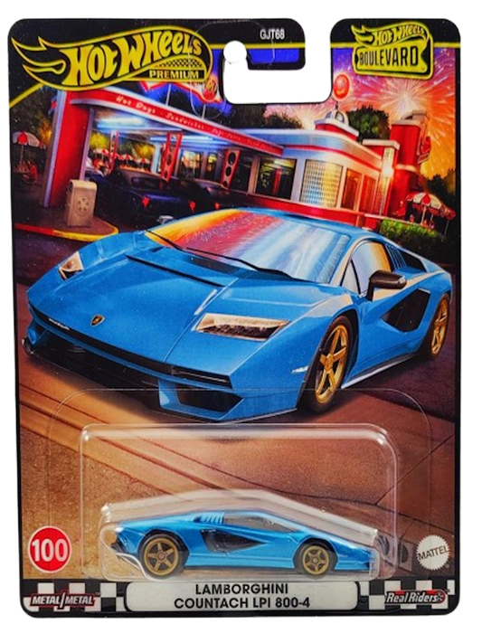 Hot Wheels 2024 - Premium / Boulevard # 100 - Lamborghini Countach LPI 800-4 - Blu Uranus - Metal/Metal & Real Riders - Walmart Exclusive