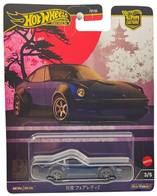 Hot Wheels 2024 - Premium / Car Culture / Japan Historics 4 # 3/5 - Nissan Fairlady Z - Midnight Blue - Metal/Metal & Real Riders