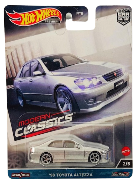 Hot Wheels 2023 - Premium / Car Culture / Modern Classics 2/5 - '98 Toyota Altezza - Silver - Metal/Metal & Real Riders - NEW Casting!