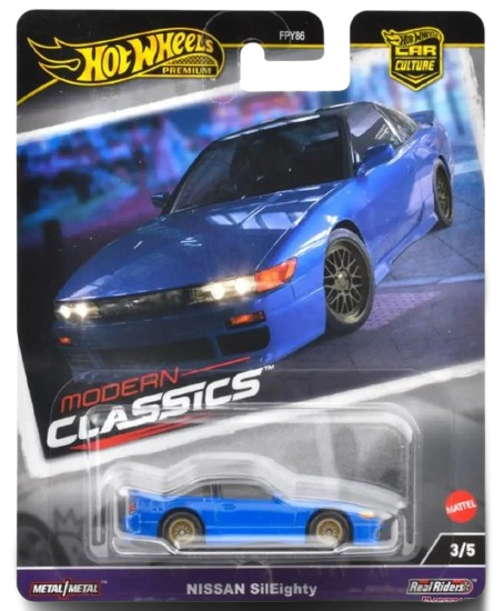 Hot Wheels 2024 - Premium / Car Culture / Modern Classics 3/5 - Nissan SilEighty - Metalflake Impact Blue - Metal/Metal & Real Riders - NEW Casting!