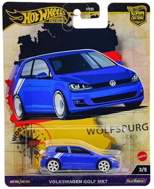 Hot Wheels 2024 - Premium / Car Culture / World Tour 3/5 - Volkswagen Golf MK7 - Blue - Metal/Metal & Real Riders