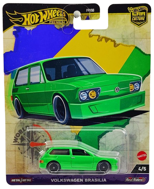 Hot Wheels 2024 - Premium / Car Culture / World Tour 4/5 - Volkswagen Brasilia - Green - Metal/Metal & Real Riders