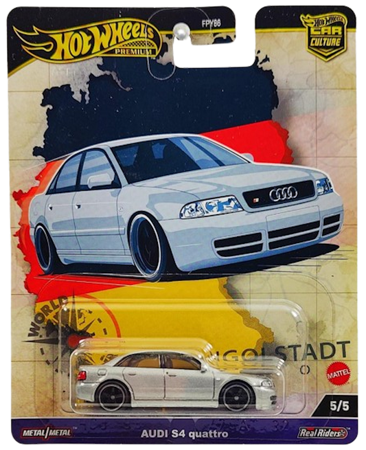 Hot Wheels 2024 - Premium / Car Culture / World Tour 5/5 - Audi S4 quattro - Silver - Metal/Metal & Real Riders