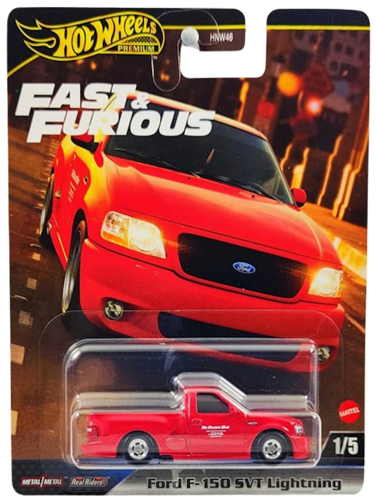 Hot Wheels 2024 - Premium / Fast & Furious 1/5 - Ford F-150 SVT Lightning - Red / 'The Racers Edge' - Metal/Metal & Real Riders