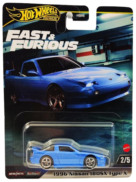 Hot Wheels 2024 - Premium / Fast & Furious 2/5 - 1996 Nissan 180SX Type X - Blue Metallic - Metal/Metal & Real Riders