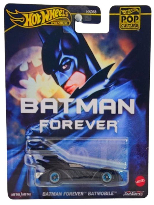 Hot Wheels 2024 - Premium / Pop Culture / Mix 6 / Batman Forever - Batman Forever Batmobile - Matte Black - Metal/Metal & Real Riders