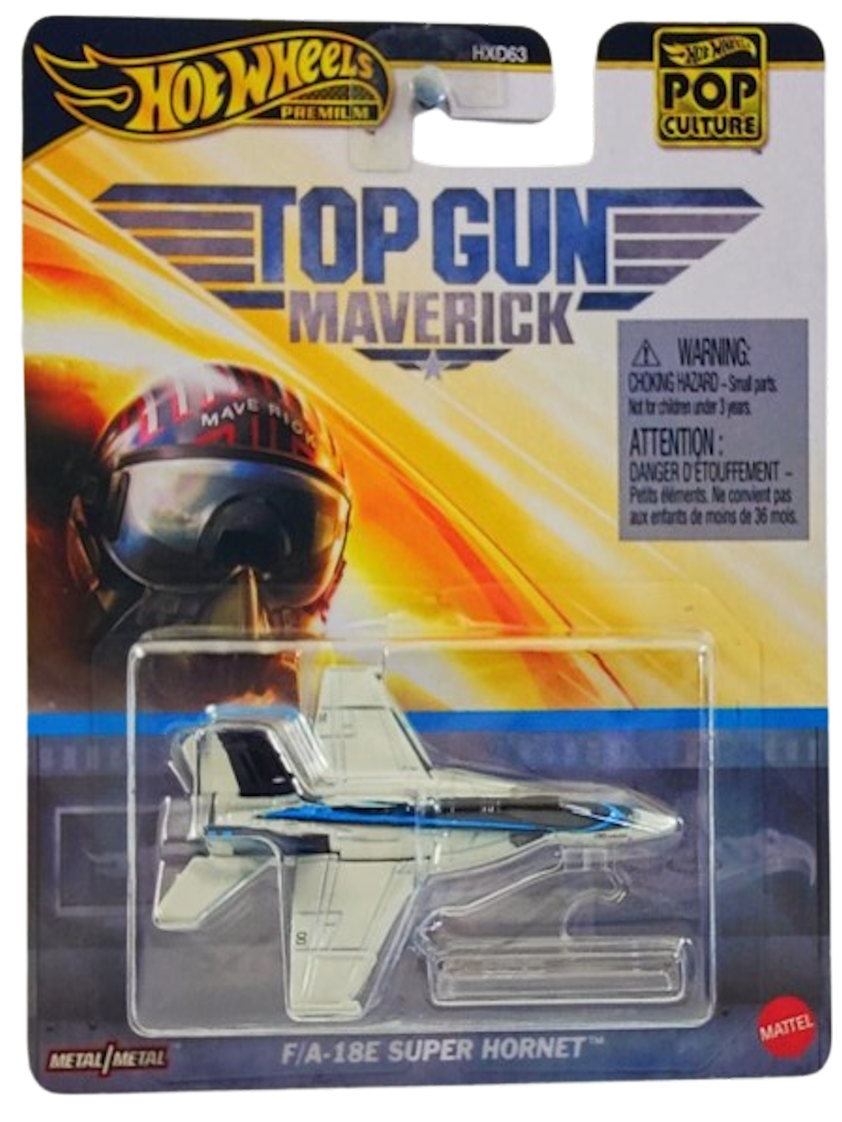 Hot Wheels 2024 - Premium / Pop Culture / Mix 6 / Top Gun Maverick - F/A-18E Super Hornet - Light Gray - Metal/Metal with Stand