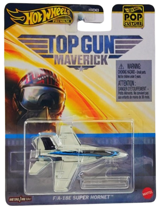 Hot Wheels 2024 - Premium / Pop Culture / Mix 6 / Top Gun Maverick - F/A-18E Super Hornet - Light Gray - Metal/Metal with Stand