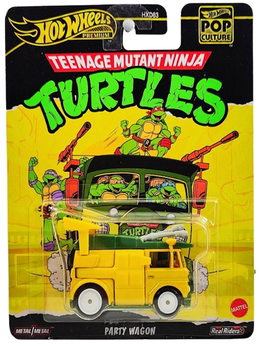 Hot Wheels 2024 - Premium / Pop Culture / Teenage Mutant Ninja Turtles - Party Wagon - Yellow / Green Roof - Metal/Metal & Real Riders