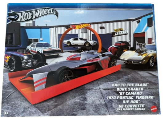 Hot Wheels 2024 - Theme Multipack / Legends Tour - Bad to the Blade / Bone Shaker / '67 Camaro / 1970 Pontiac Firebird / Rip Rod / '68 Corvette - Gas Monkey Garage - All Basic Wheels - Box Set 6 Vehicles