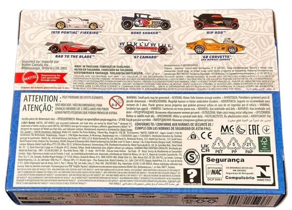 Hot Wheels 2024 - Theme Multipack / Legends Tour - Bad to the Blade / Bone Shaker / '67 Camaro / 1970 Pontiac Firebird / Rip Rod / '68 Corvette - Gas Monkey Garage - All Basic Wheels - Box Set 6 Vehicles